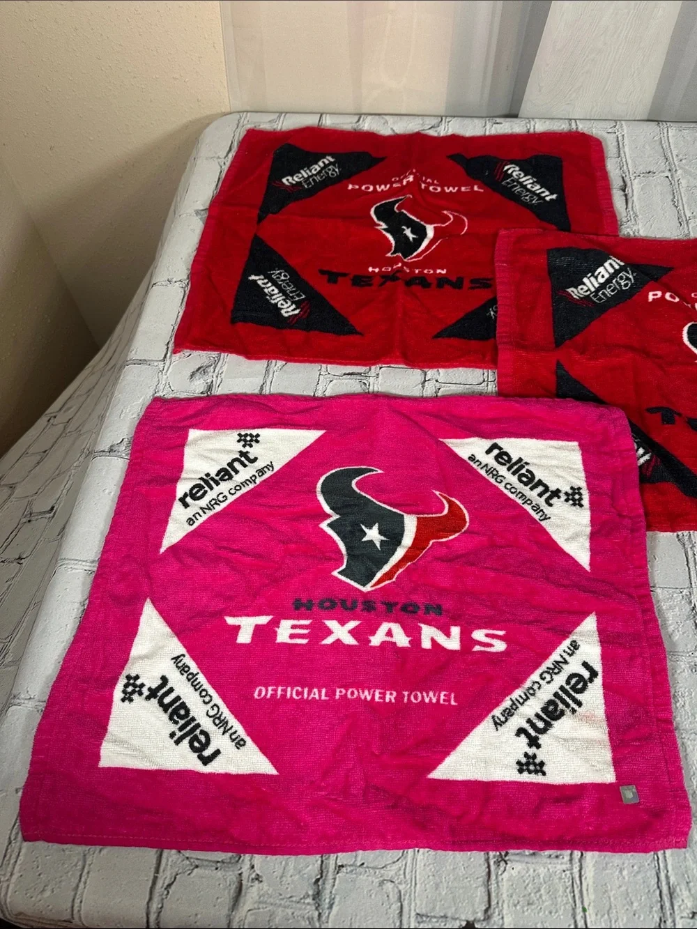 Houston Texans Official Power Rally Game Towel Lot of 3 Red Pink Reliant NRG NFL